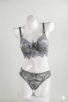 Luxury Floral Lace Padded Bra & Panty Set – Sliver