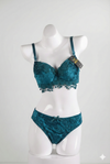 Luxury Floral Lace Padded Bra & Panty Set – Blue