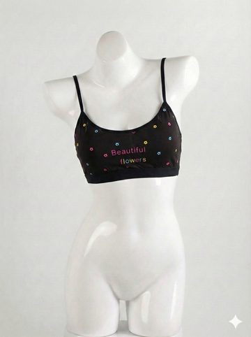 Comfort Fit Black Sports Bra – Stretchy Breathable Activewear Bra