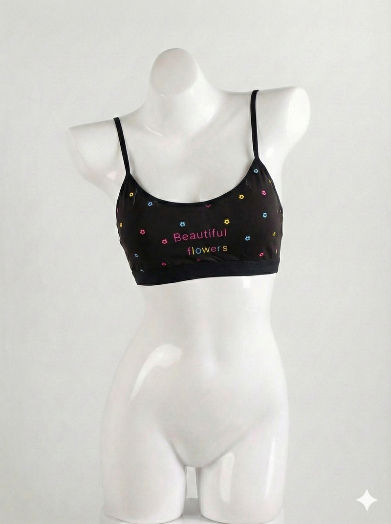 Comfort Fit Black Sports Bra – Stretchy Breathable Activewear Bra