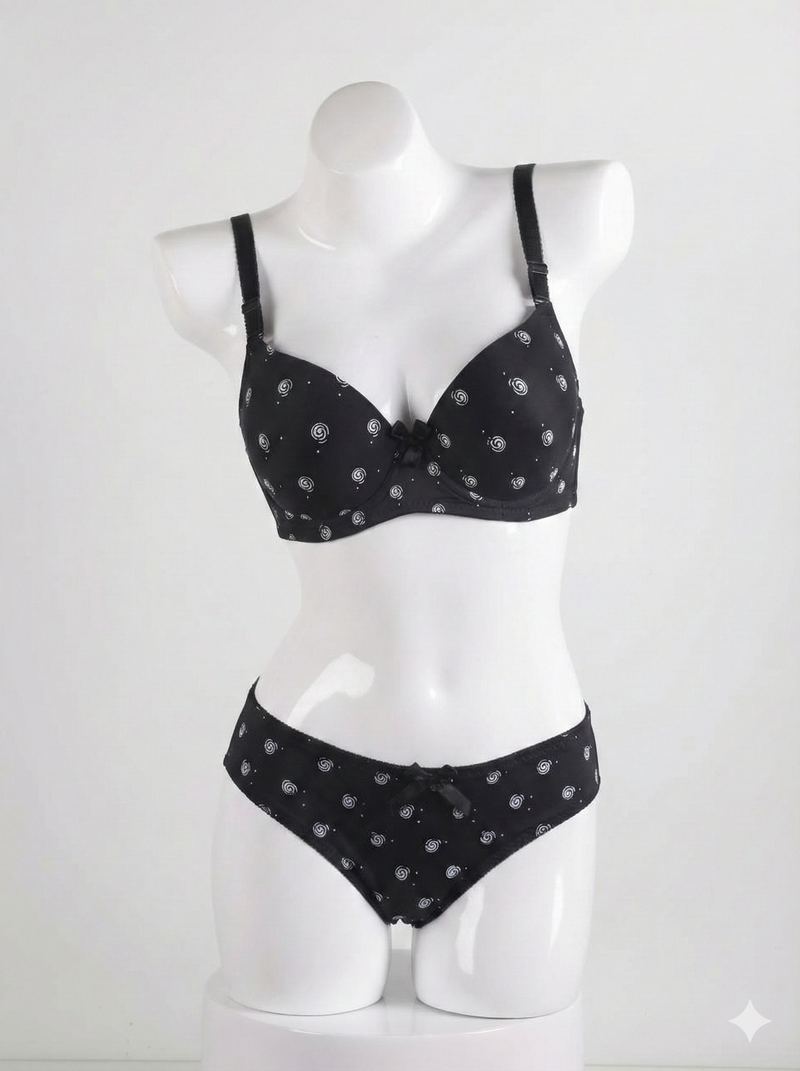 Premium Padded Black Bra & Panty Set