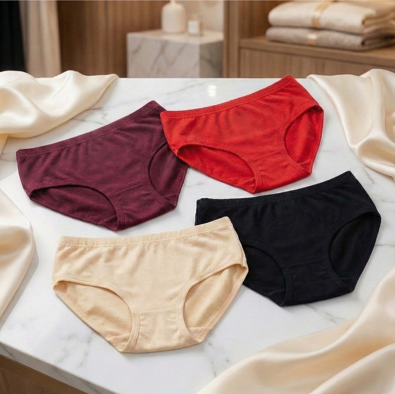 Pack of 4 panties - Multi-Color Essential Set (Skin, Maroon, Red, and Black)