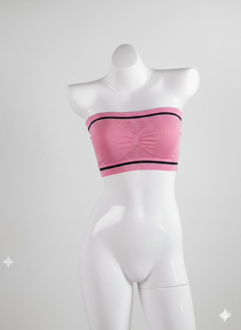 Seamless Strapless Pink Bra | Non-Slip Wireless Comfort Fit