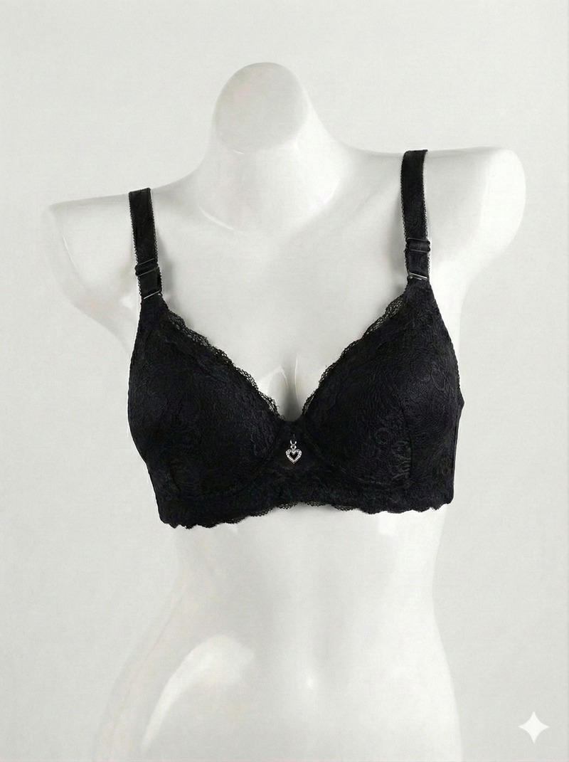 Women’s Black Padded Bra – Soft Comfortable Everyday Push Up Bra