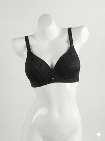Women’s Black Padded Bra – Soft Comfortable Everyday Push Up Bra