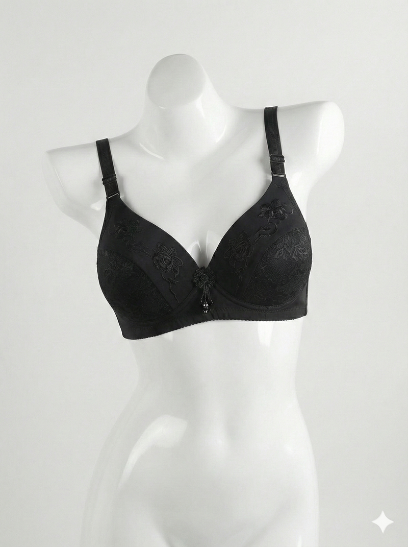 Women’s Black Padded Bra – Soft Comfortable Everyday Push Up Bra