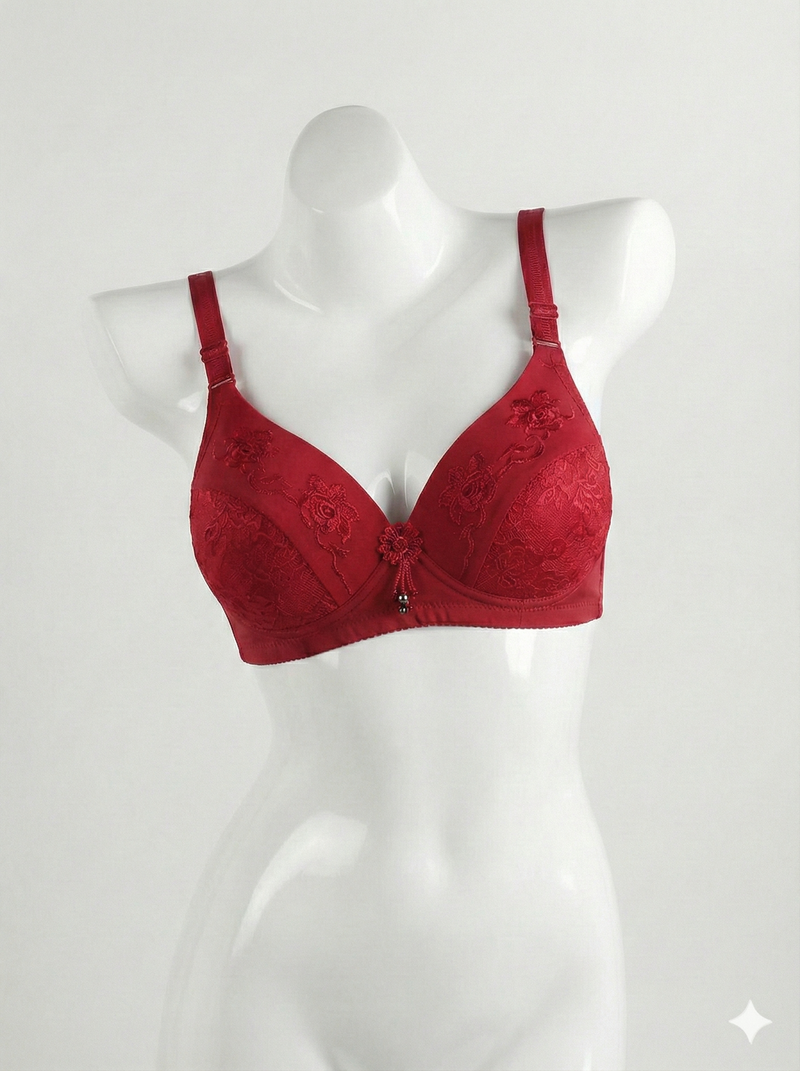 Women’s Red Padded Bra – Soft Comfortable Everyday Push Up Bra