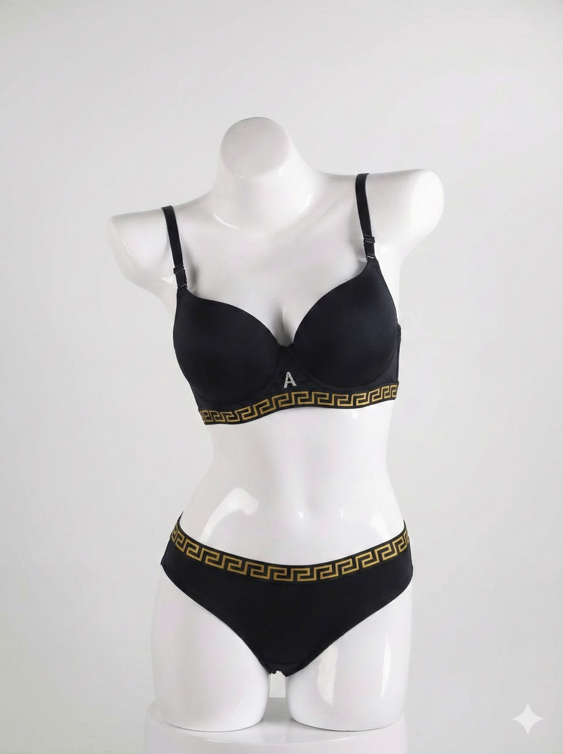 Premium Padded Black Bra & Panty Set