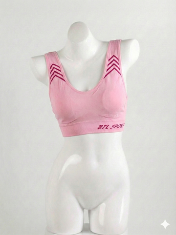 Comfort Fit Pink Sports Bra – Stretchy Breathable Activewear Bra