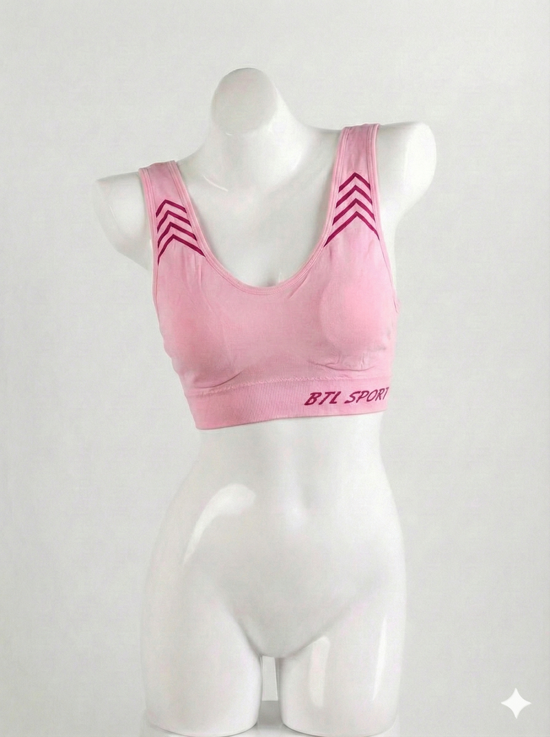 Comfort Fit Pink Sports Bra – Stretchy Breathable Activewear Bra