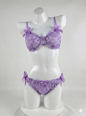 Vintage Floral Lingerie Set – Soft Bra with Matching Panty