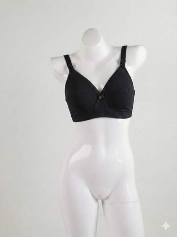 Premium Cotton Black Bra