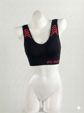 Comfort Fit Black Sports Bra – Stretchy Breathable Activewear Bra