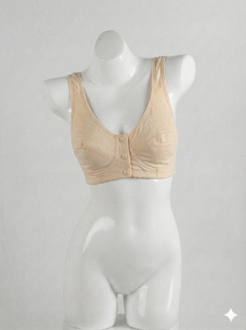 Front Button Wireless Cotton Bra – Peach