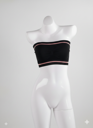 Seamless Strapless Black Bra | Non-Slip Wireless Comfort Fit