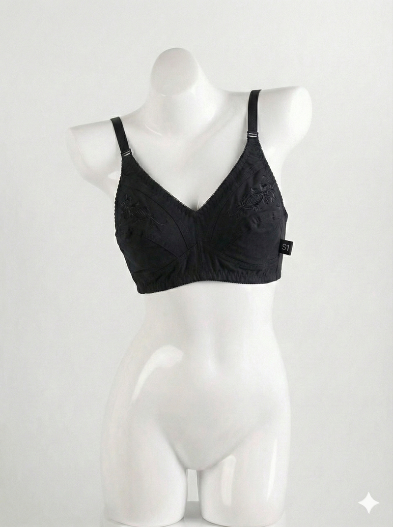 Premium Cotton Black Bra